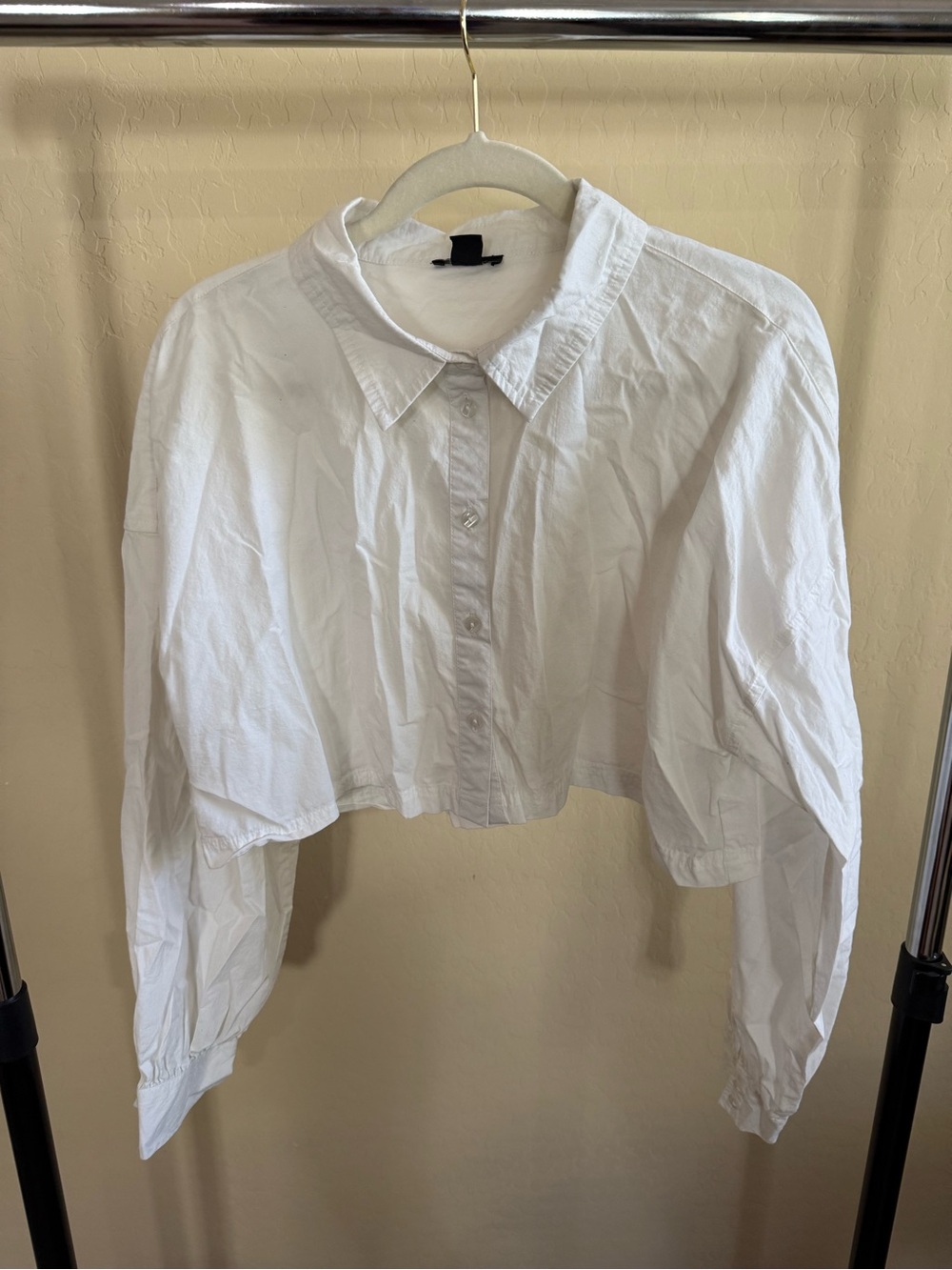Nasty Gal White Cropped Button-Down Shirt